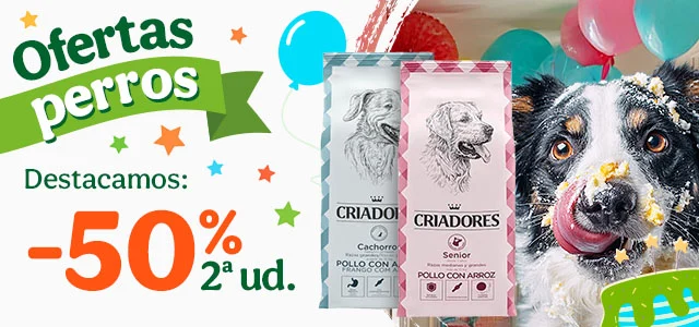 Criadores: 50% dto en la 2ª ud en piensos para perro.