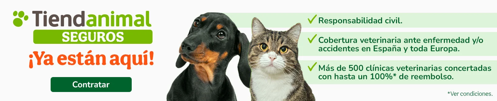 ¡Servicio de seguros para perro y gato! Ya disponible en Tiendanimal.
