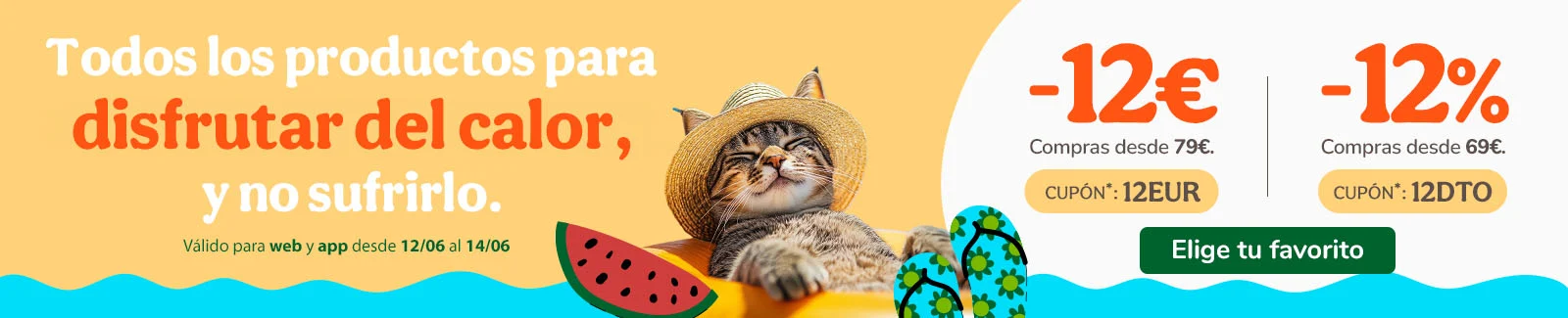 -12€ o 12% dto en alimentación, accesorios e higiene. Cupones 12EUR o 12DTO