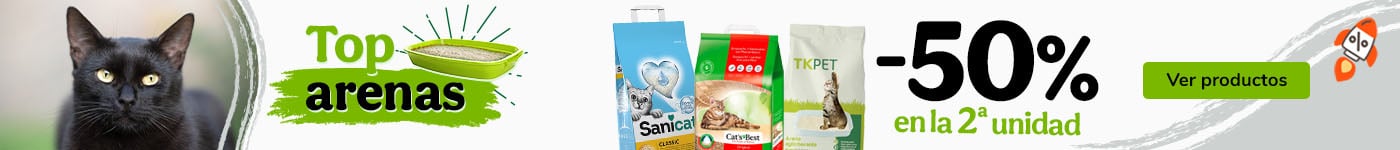 50% dto en la 2.ª unidad de arenas para tu gato.