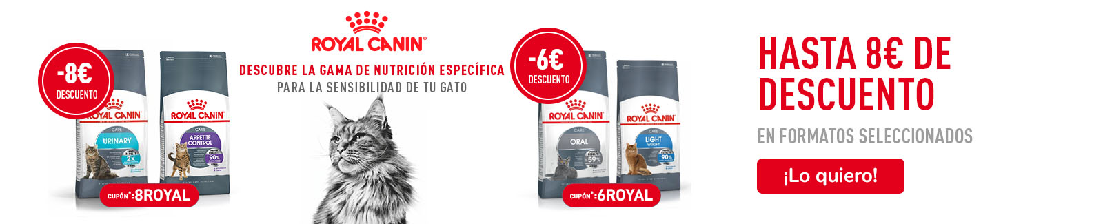 -8€ o -6€ de dto en pienso Royal Canin con los cupones 8ROYAL y 6ROYAL