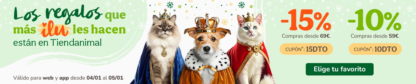 -15% o -10% de dto. en alimentaci&oacute;n, accesorios y productos de higiene !y 100ptos extra! Cup&oacute;n 15DTO o 10DTO