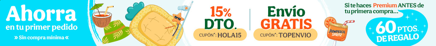 -15% dto en tu primer pedido y envío GRATIS con los cupones HOLA15 y TOPENVIO
