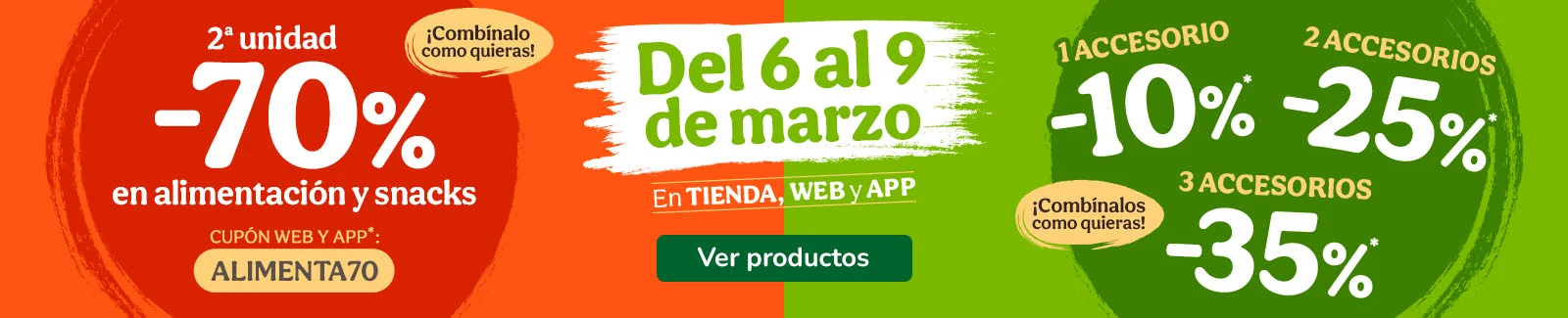Hasta 70% dto en la 2&ordf; unidad de alimentaci&oacute;n y hasta 35% dto en accesorios para tu peludo.