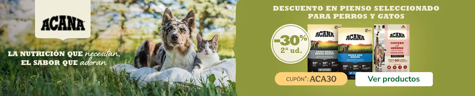 Acana: 30% dto en la 2ª ud de piensos para tu peludo.