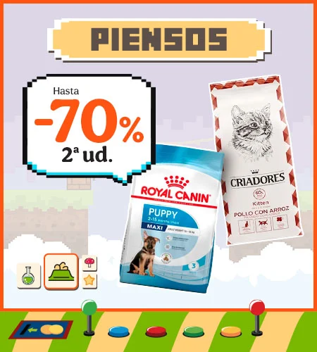 Hasta un 70% de descuento en la segunda unidad de pienso mixto.