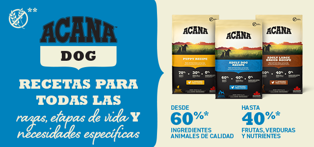 Acana Dog. Recetas adaptadas para cubrir las diferentes etapas de la vida, razas y necesidades específicas de tu perro