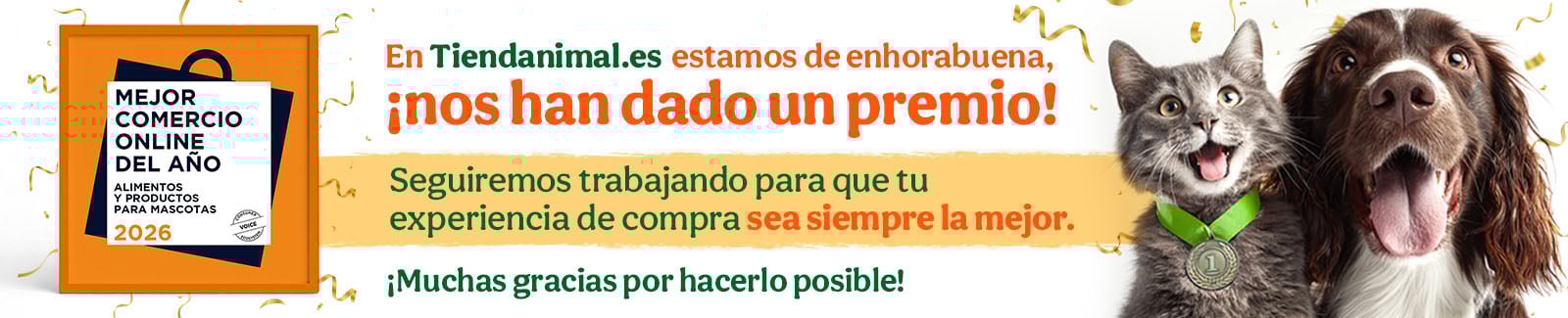 Tiendanimal recibe premio al mejor comercio electr&oacute;nico de 2026.