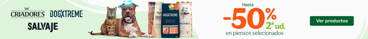 Criadores, Doxtreme y Salvaje Orginal pienso 2ª unidad al 50% dto.