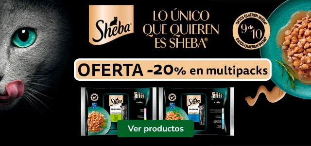 Sheba: 20% dto en packs de comida húmeda para gatos.