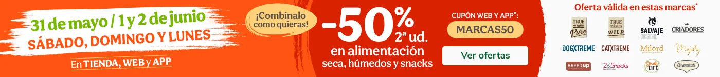 ¡OFERTA FLASH!: 50% de dto en la 2ª ud. en productos seleccionados para perro y gato.