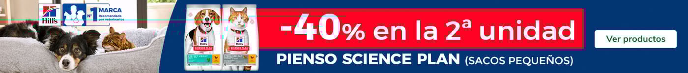Hills Science Plan: 2ª unidad al 40% dto en sacos pequeños de pienso para tu peludo.