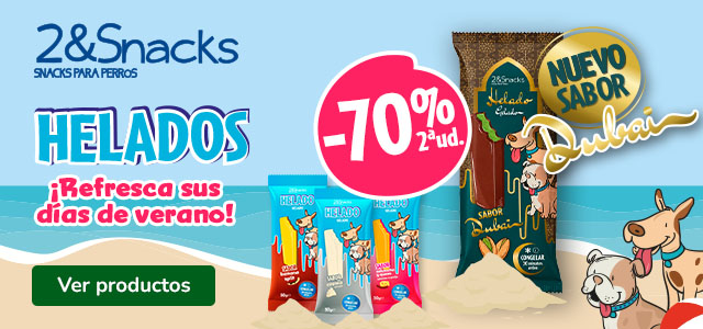 2&Snacks: 70% dto en la 2ª ud de helados para tu peludo.
