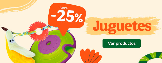 Juguetes: Hasta 25% de descuento en juguetes para perros y gatos.