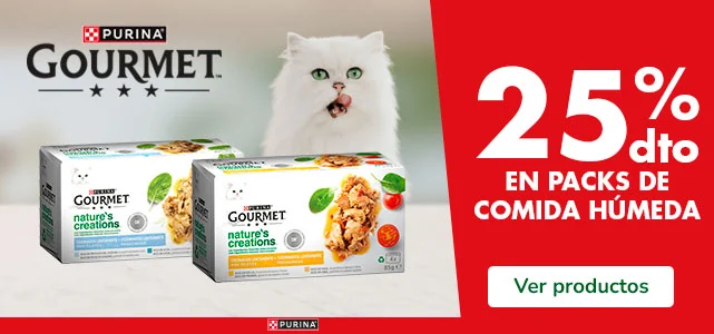 Gourmet: 25% dto en packs de comida húmeda para gatos.