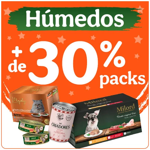  +30% dto en packs de comida húmeda para tu peludo.