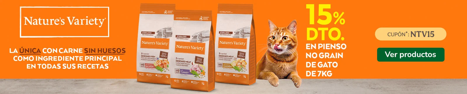 Nature&rsquo;s Variety No Grain: 15% dto en pienso para gatos.