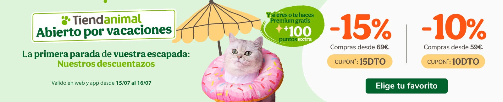 -15% de dto. en pedidos superiores a 69€ y -10% de dto en pedidos superiores a 59€