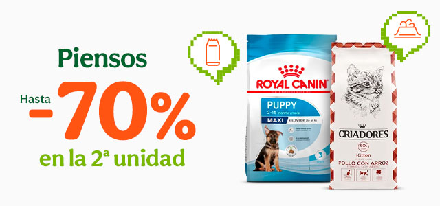 Hasta un 70% de descuento en la segunda unidad de pienso mixto.