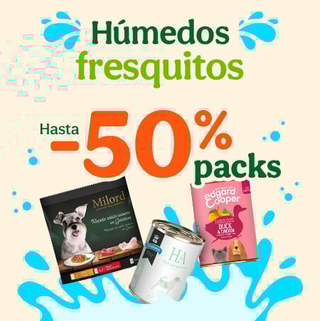 Comida húmeda para perros: Hasta 50% de descuento en packs seleccionados.