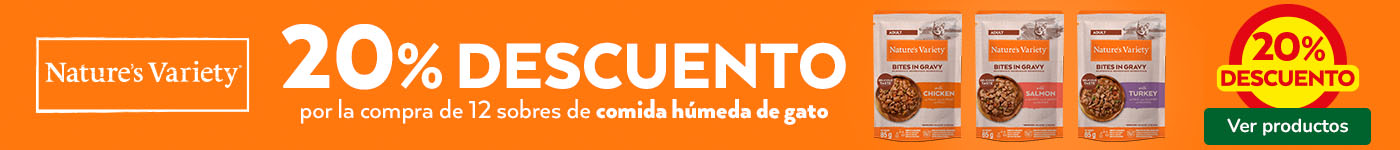 Natures Variety: 20% dto en packs húmedos para gato.