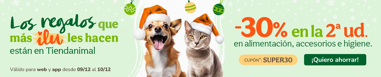 -30% en la 2ª ud. en alimentación, accesorios y productos de higiene. Cupón SUPER30