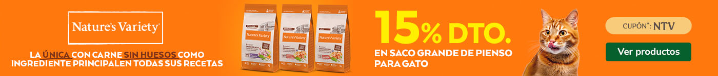 Natures Variety: 15% dto en sacos grandes de pienso para gatos.