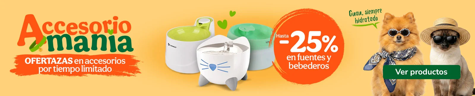 Hasta 25% dto en fuentes y bebederos para tu peludo.