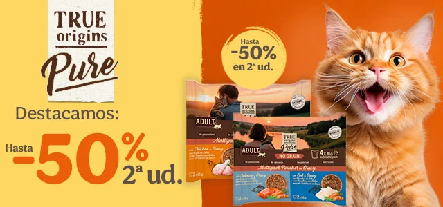 True Origins Pure: Hasta 50% dto en la 2ª ud de pienso para gato