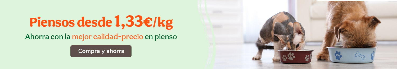 Piensos desde 1,33€/kg ¡Ahorra con la mejor relación calidad-precio!