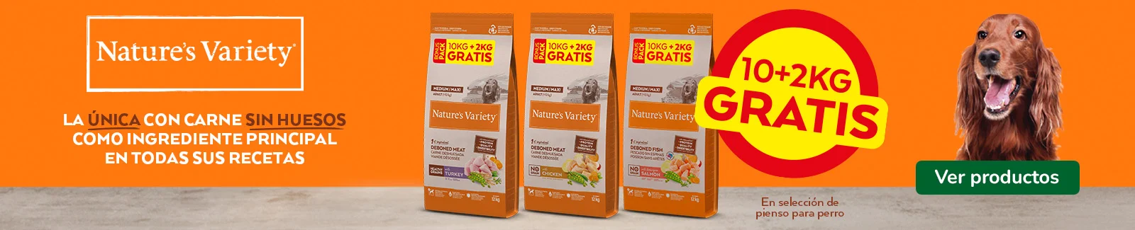 Nature's Variety: 2 kg gratis con la compra de pienso para perros.