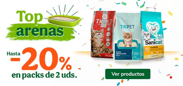 Hasta 20% dto en packs de 2 arenas.