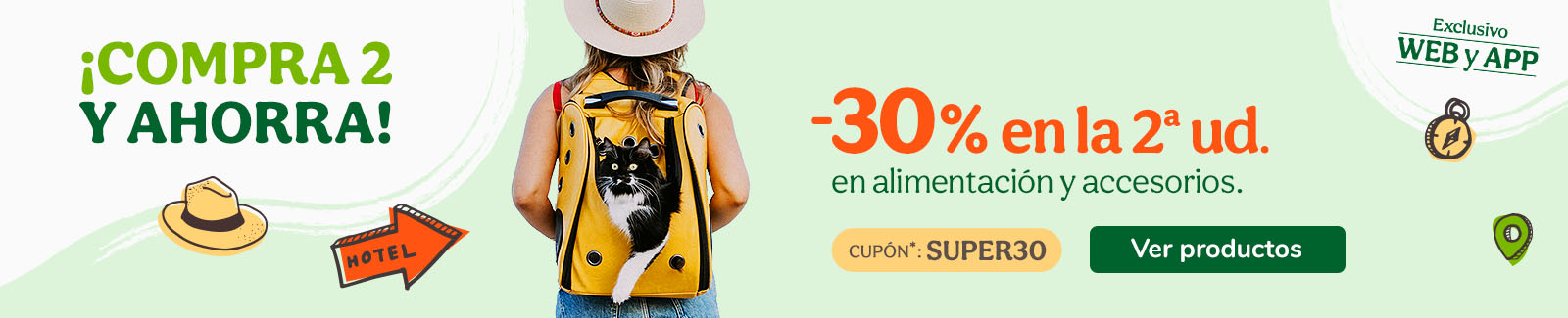 -30% en la 2ª ud. en alimentación, accesorios y productos de higiene con el cupón MEGA30