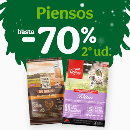 Hasta 70% dto en la 2ª ud de pienso para tu gato.