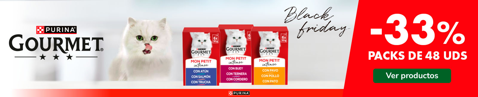 Purina Gourmet: 33% dto en packs de 48 húmedos para gato.