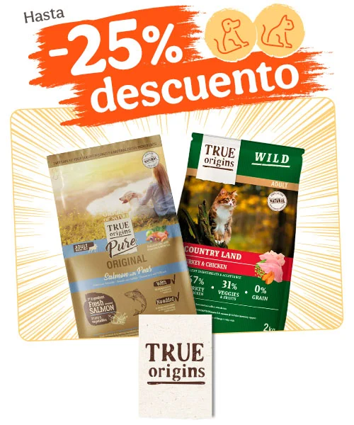 True Origins: Hasta 25% dto en pienso para tu peludo.