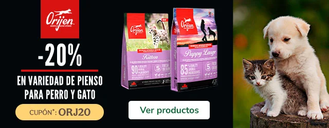 Orijen: 20% de descuento en pienso mixto para perros y gatos.