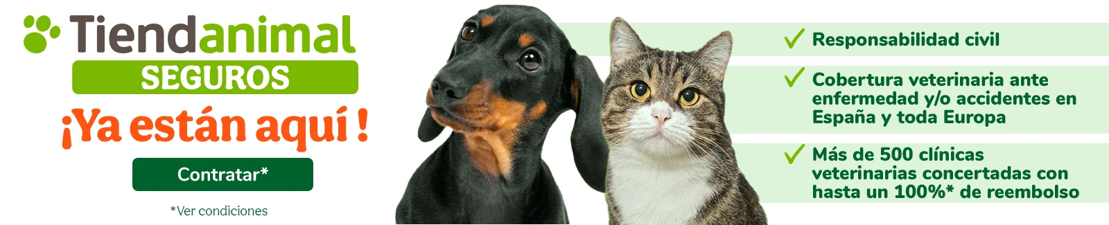 ¡Servicio de seguros para perro y gato! Ya disponible en Tiendanimal.