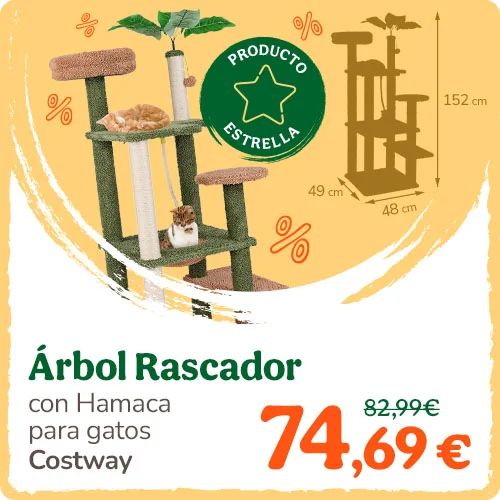 Costway: Árbol Rascador con Hamaca y Postes de Sisal para Gatos