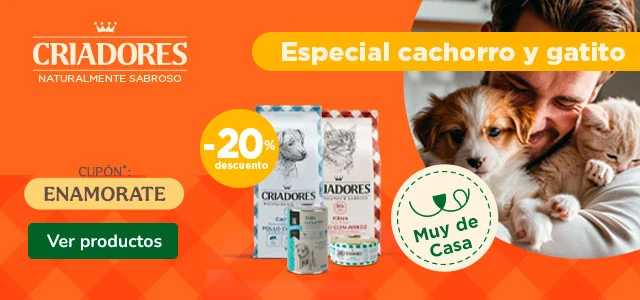 Un 20% de descuento en pienso Criadores con el cupón ENAMORATE