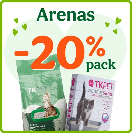 20% dto en packs de 2 arenas y bandejas sanitarias con superprecios.