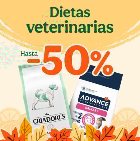 Dietas veterinarias: Hasta 50% de dto en pienso, snacks y húmedos para tu peludo.