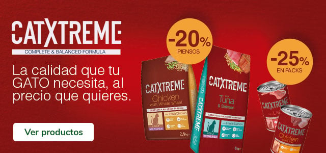 Catxtreme: 20% dto en pienso y 25% dto en packs de comida húmeda para gatos.