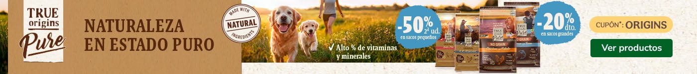 True Origins Pure: 20% dto en sacos grandes y 50% dto en la 2ª unidad de sacos pequeños de pienso para perros.