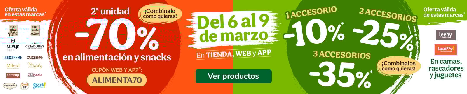 Hasta 70% dto en la 2&ordf; unidad de alimentaci&oacute;n y hasta 35% dto en accesorios para tu peludo.