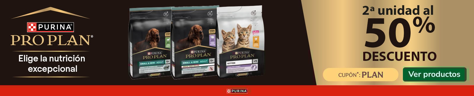 Pro Plan: 50% dto en la 2&ordf; unidad de pienso para perro y gato.