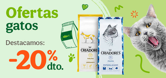 Todas las ofertas para gato. Criadores Original y Dietetic -20% de descuento en pienso para gato