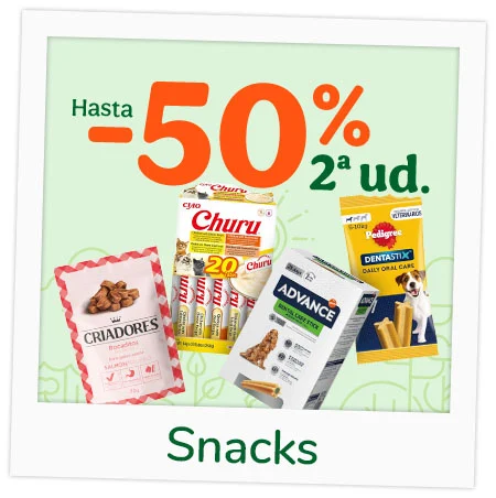 Snacks: ¡Hasta 50% de descuento en la 2ª unidad para mimarlos!