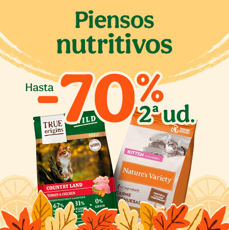 Hasta 70% dto en la 2ª unidad de piensos para tu gato.