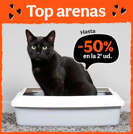 Top Arenas: Hasta 50% en la 2ª ud de arenas para gato.